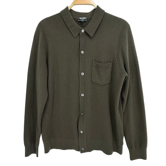 Todd Snyder Other - Todd Snyder 100% Cashmere Polo Sweater Mens Medium Olive Green Cardigan